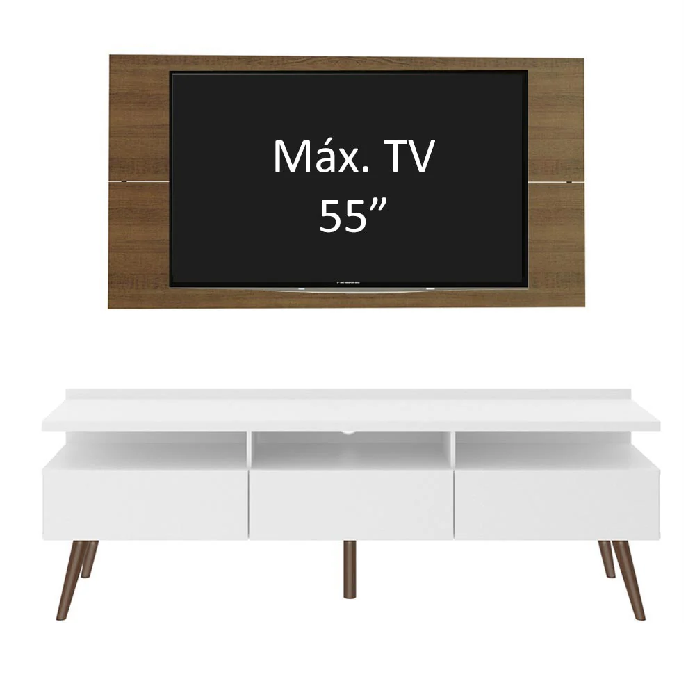 Rack Madesa Londres e Painel para TV até 55 Polegadas Branco/Rustic - Image 4