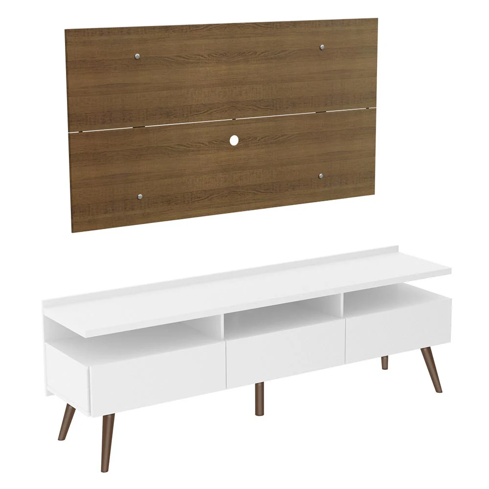 Rack Madesa Londres e Painel para TV até 55 Polegadas Branco/Rustic - Image 6