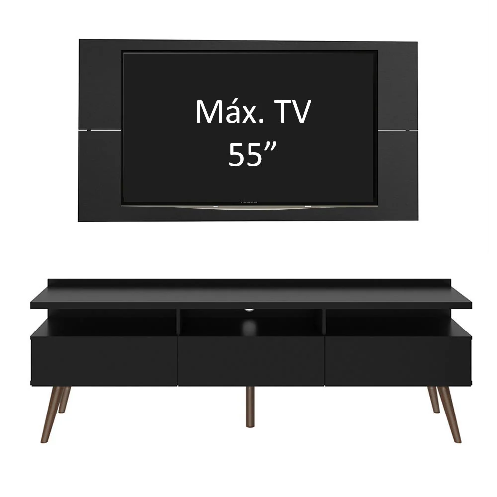 Rack Madesa Londres e Painel para TV até 55 Polegadas Preto - Image 4