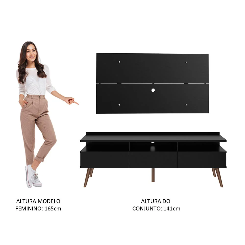 Rack Madesa Londres e Painel para TV até 55 Polegadas Preto - Image 5