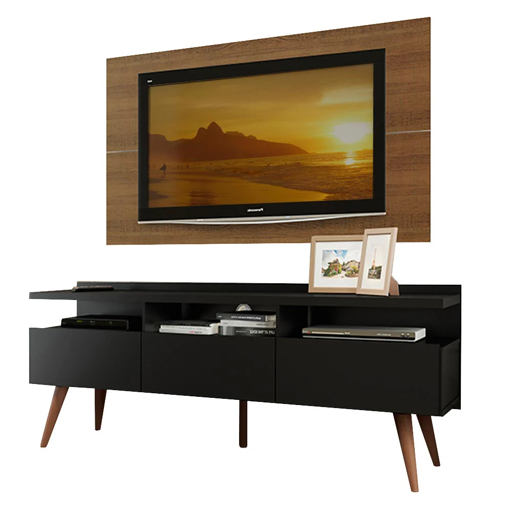 Rack Madesa Londres e Painel para TV até 55 Polegadas Rustic/Preto - Image 2