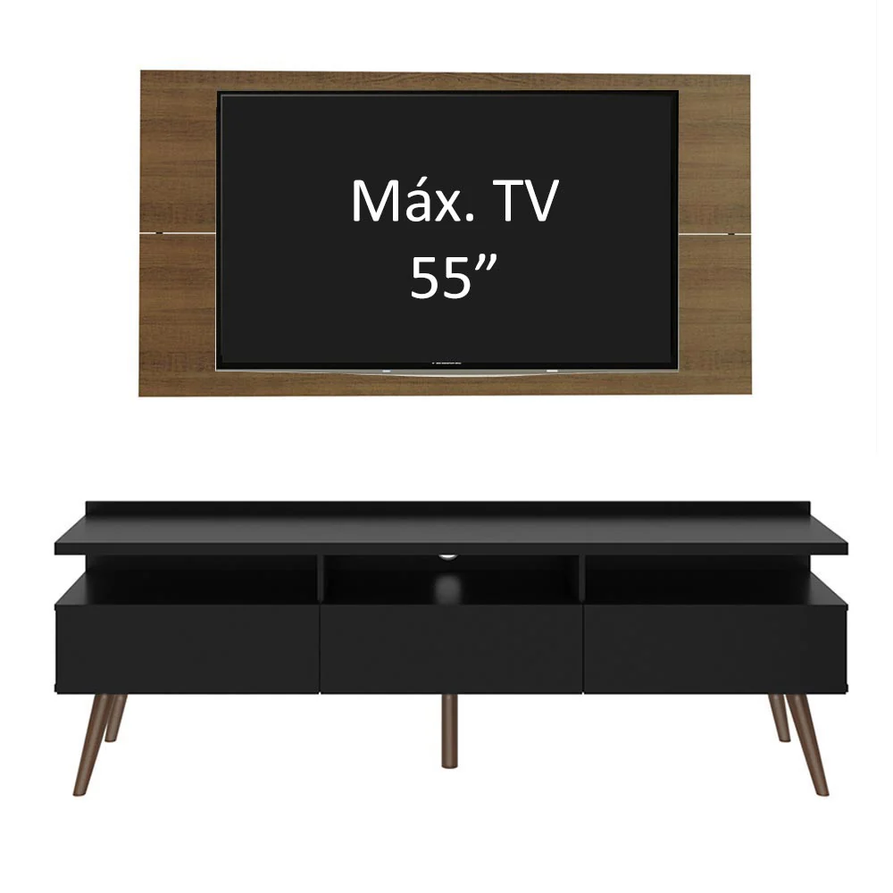 Rack Madesa Londres e Painel para TV até 55 Polegadas Rustic/Preto - Image 4