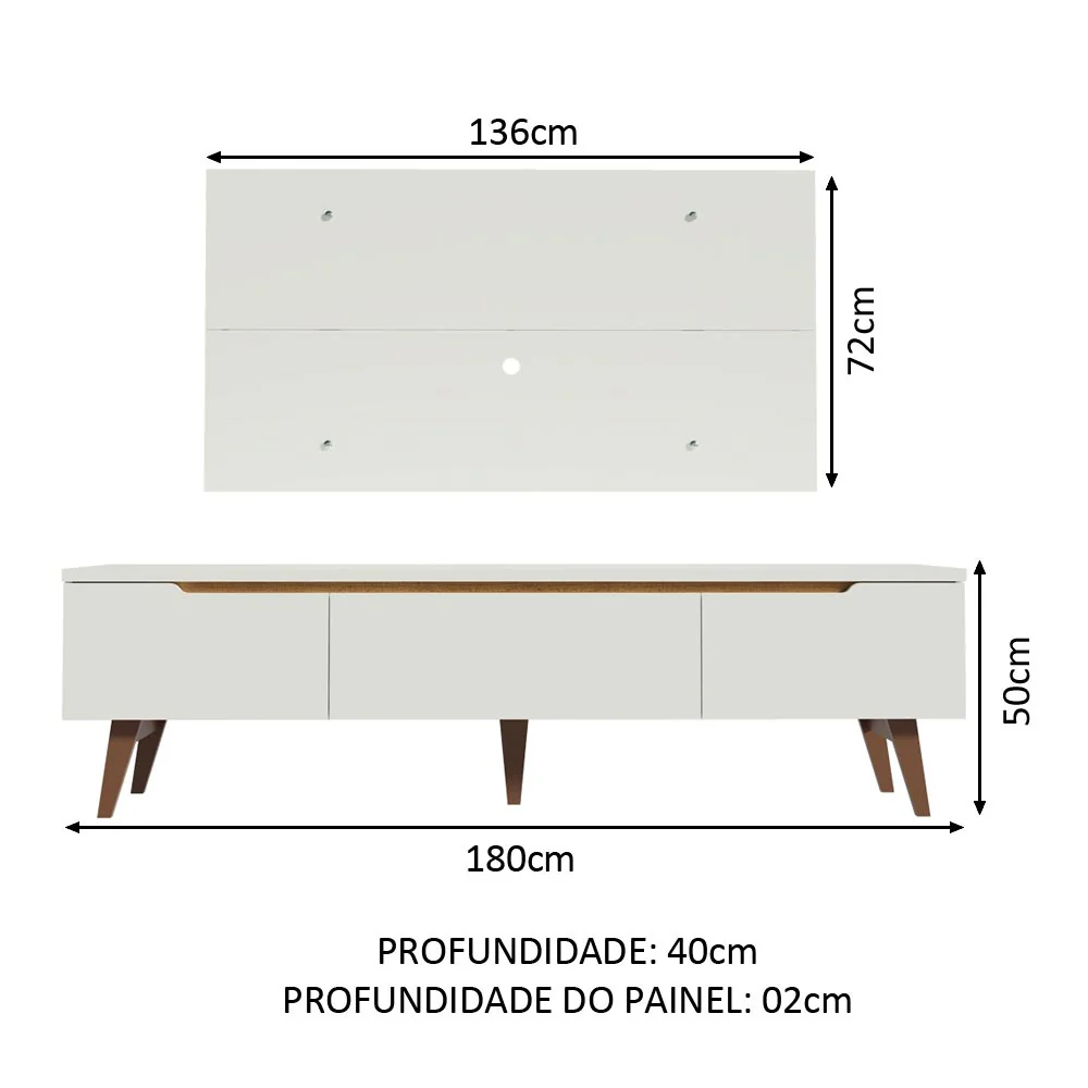 Rack Madesa Reims e Painel para TV até 55 Polegadas 2 Portas e 1 Gaveta Branco - Image 3