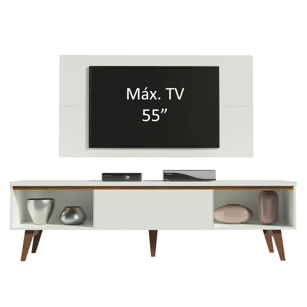 Rack Madesa Reims e Painel para TV até 55 Polegadas 2 Portas e 1 Gaveta Branco - Image 4