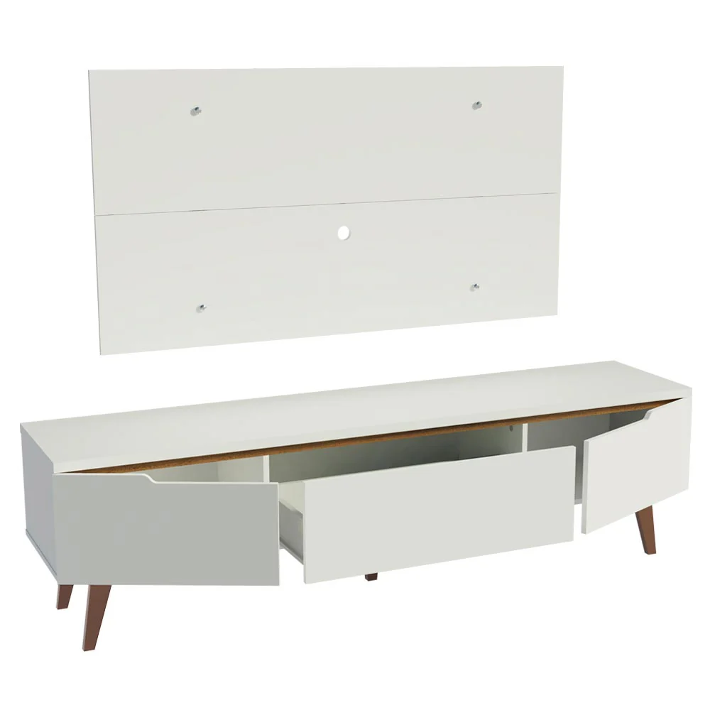 Rack Madesa Reims e Painel para TV até 55 Polegadas 2 Portas e 1 Gaveta Branco - Image 5