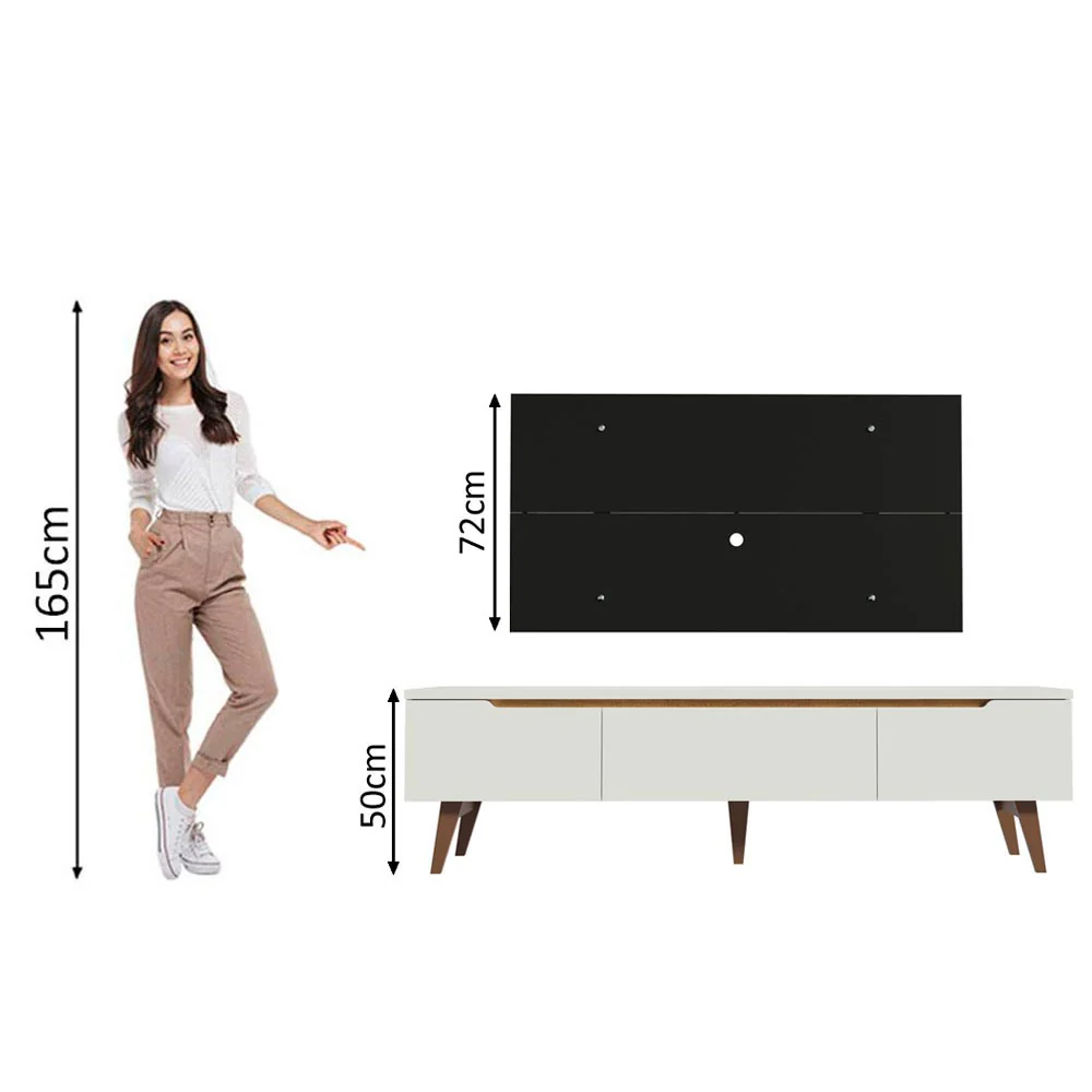 Rack Madesa Reims e Painel para TV até 55 Polegadas 2 Portas e 1 Gaveta Branco/Preto - Image 6
