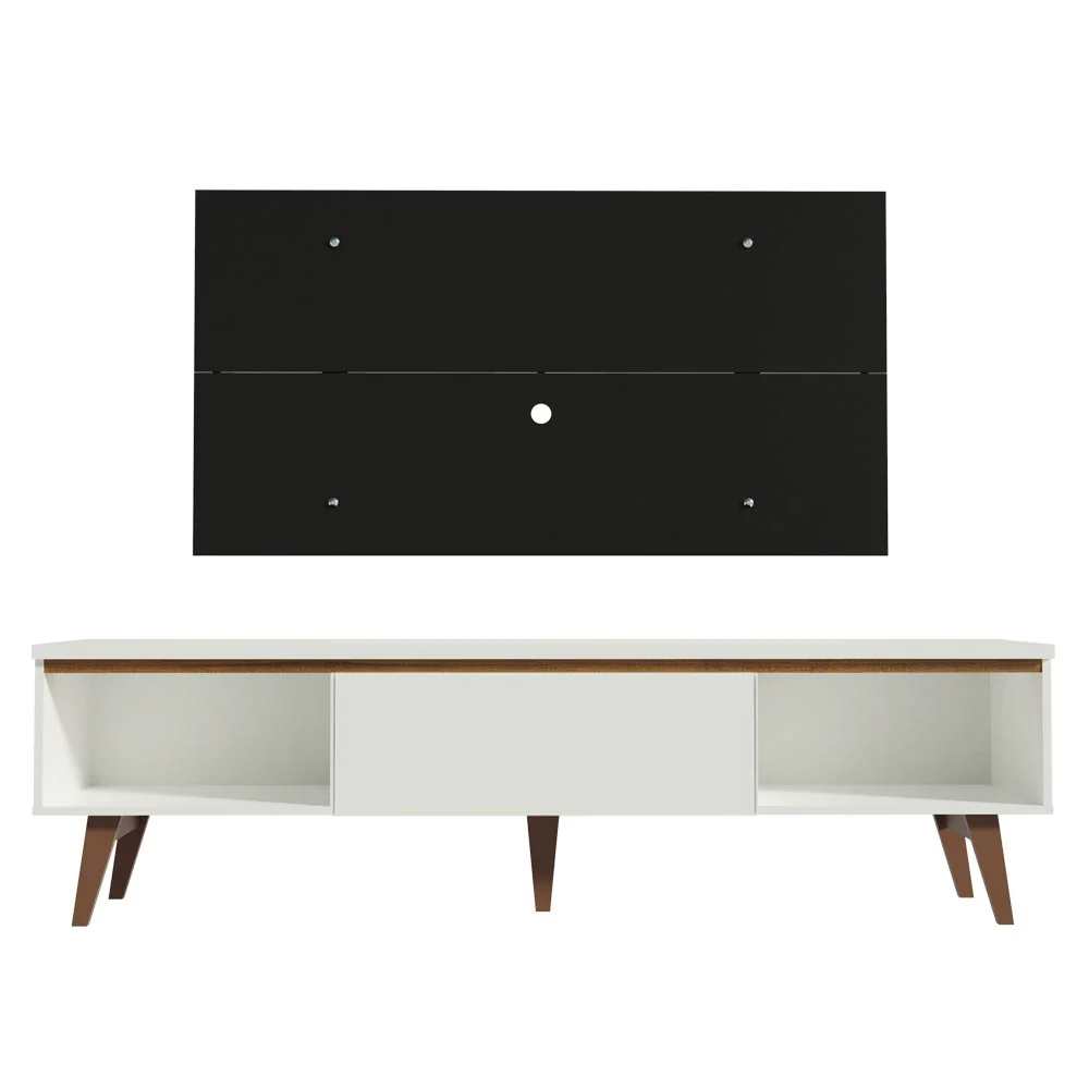 Rack Madesa Reims e Painel para TV até 55 Polegadas 2 Portas e 1 Gaveta Branco/Preto - Image 7