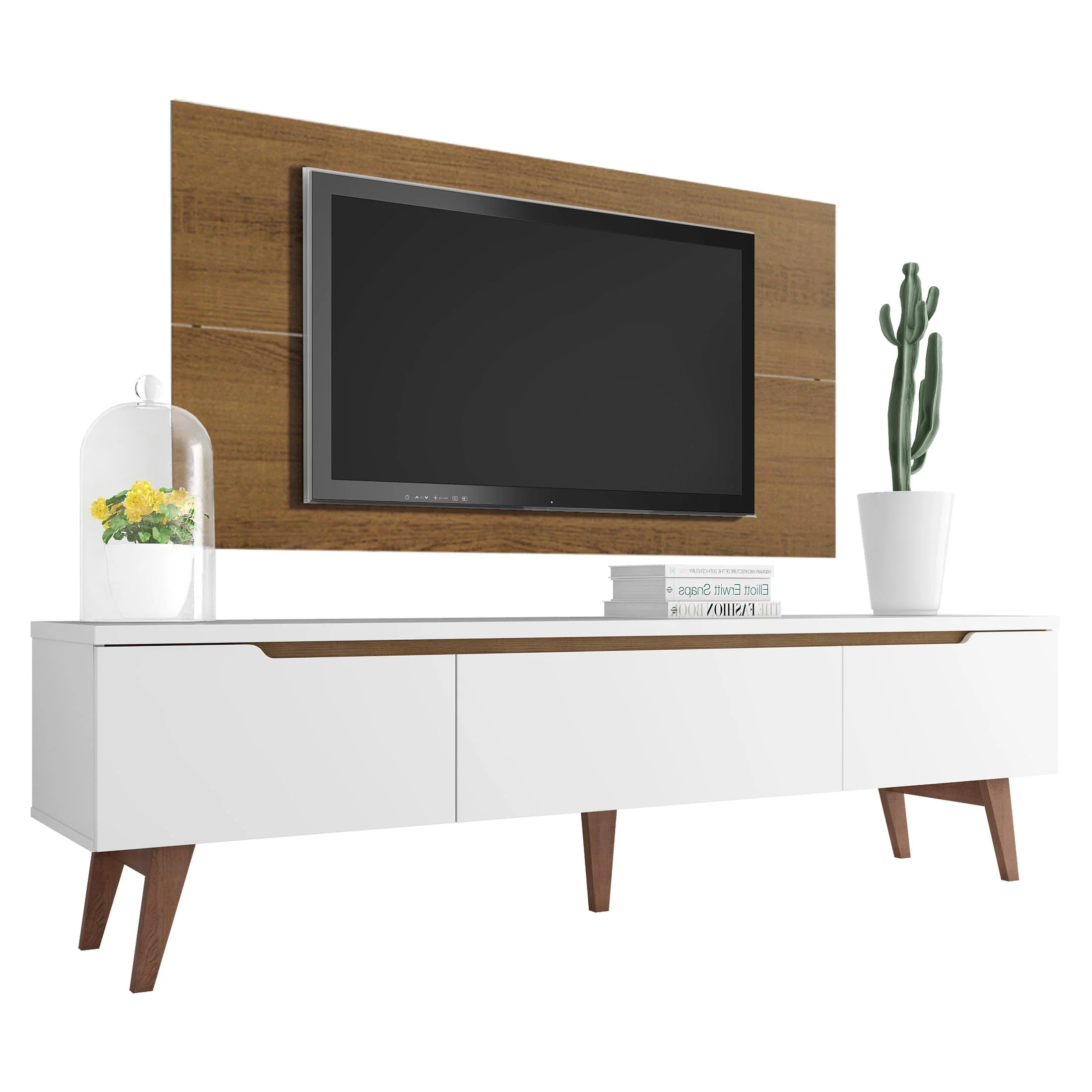 Rack Madesa Reims e Painel para TV até 55 Polegadas 2 Portas e 1 Gaveta Branco/Rustic - Image 2