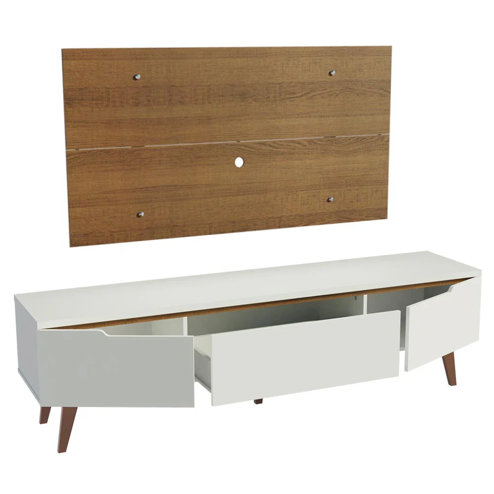 Rack Madesa Reims e Painel para TV até 55 Polegadas 2 Portas e 1 Gaveta Branco/Rustic - Image 5