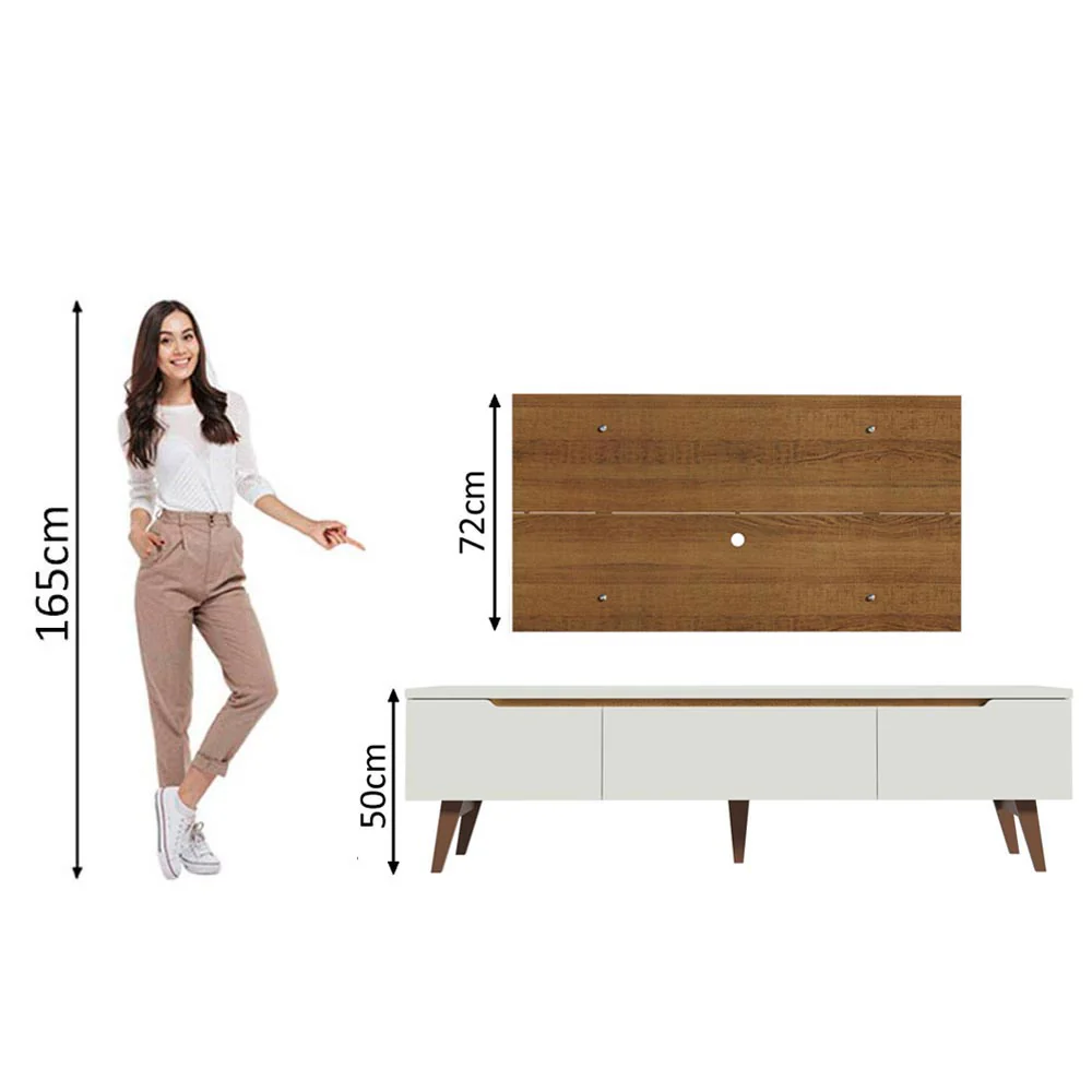 Rack Madesa Reims e Painel para TV até 55 Polegadas 2 Portas e 1 Gaveta Branco/Rustic - Image 6