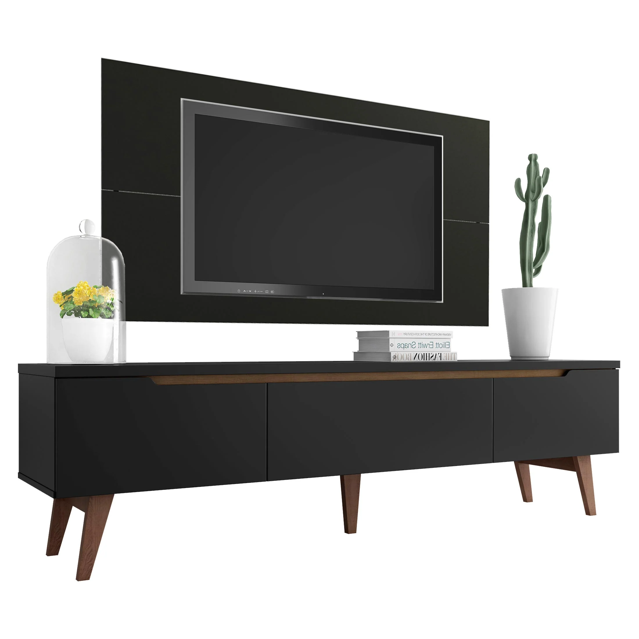 Rack Madesa Reims e Painel para TV até 55 Polegadas 2 Portas e 1 Gaveta Preto - Image 2