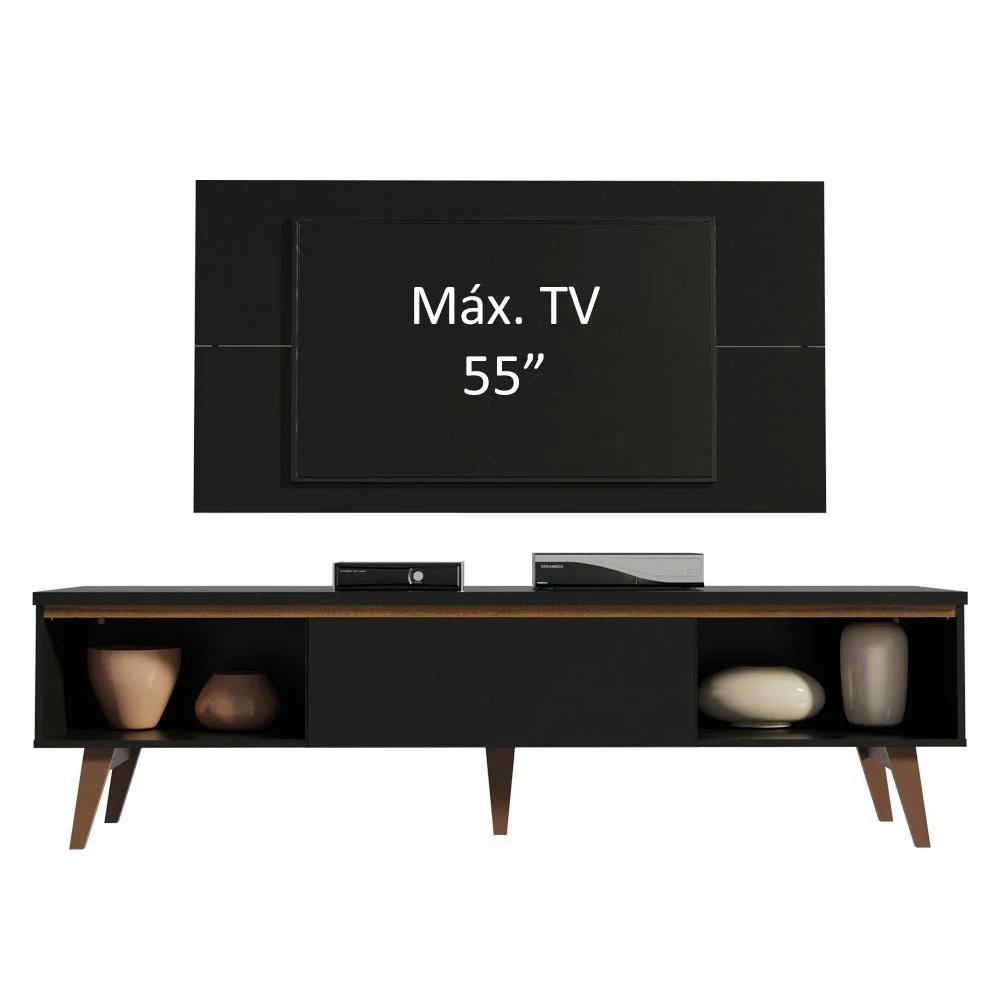Rack Madesa Reims e Painel para TV até 55 Polegadas 2 Portas e 1 Gaveta Preto - Image 4