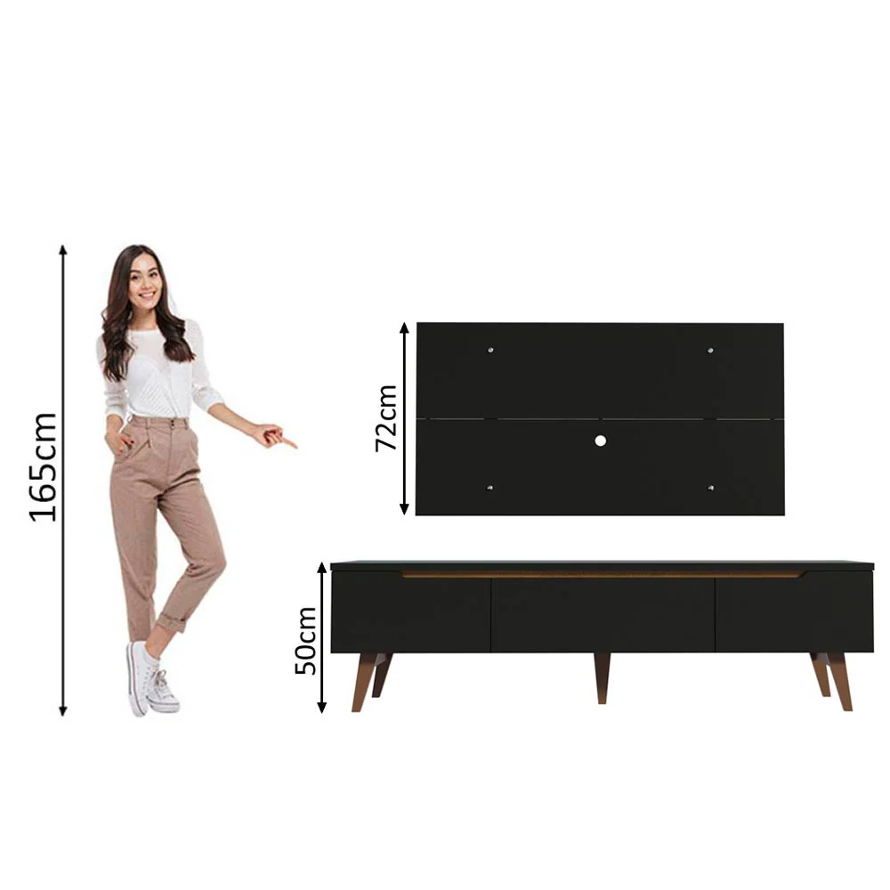 Rack Madesa Reims e Painel para TV até 55 Polegadas 2 Portas e 1 Gaveta Preto - Image 6