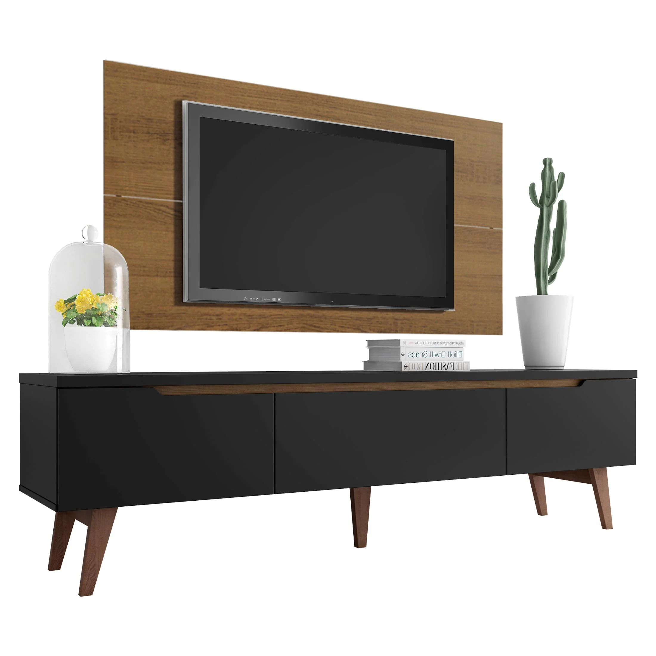 Rack Madesa Reims e Painel para TV até 55 Polegadas 2 Portas e 1 Gaveta Rustic/Preto - Image 2