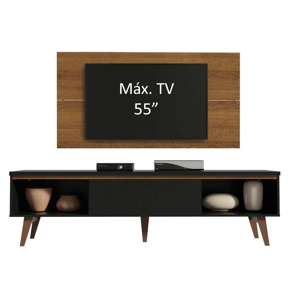 Rack Madesa Reims e Painel para TV até 55 Polegadas 2 Portas e 1 Gaveta Rustic/Preto - Image 4
