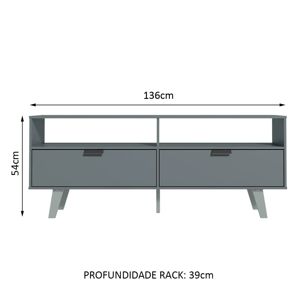 Rack para TV até 55 Polegadas Madesa Oslo com 2 Portas Cinza - Image 3