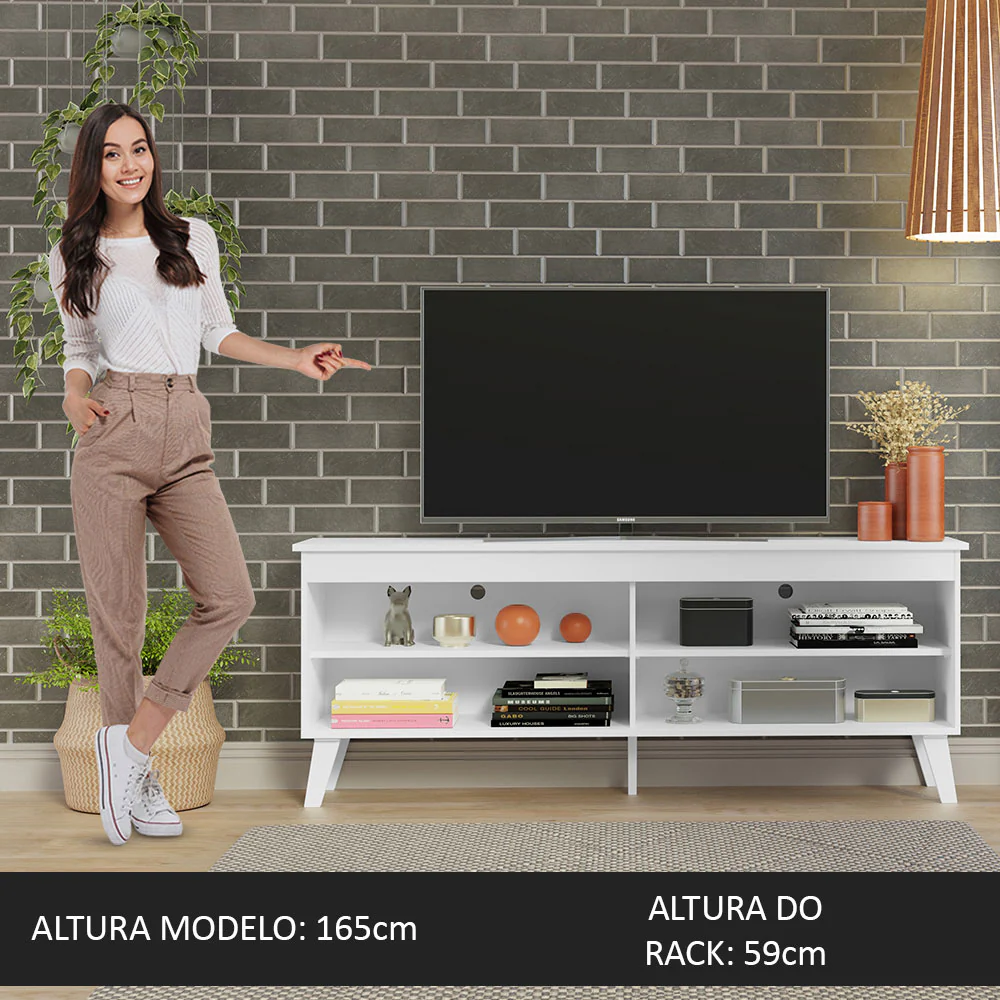 Rack para TV até 65 Polegadas com Pés Branco Turim Madesa - Image 3