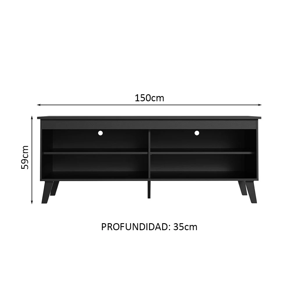 Rack para TV até 65 Polegadas com Pés Preto Turim Madesa - Image 3