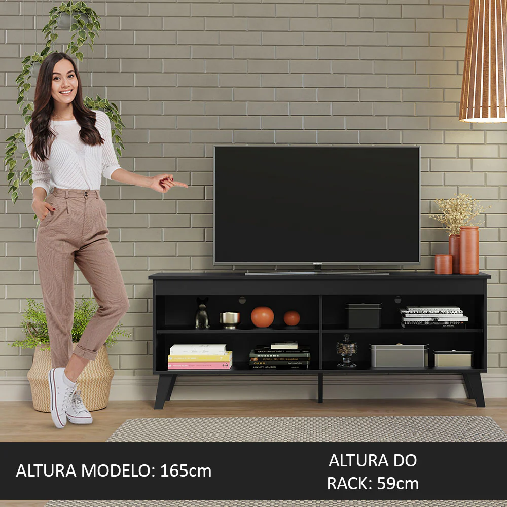 Rack para TV até 65 Polegadas com Pés Preto Turim Madesa - Image 4