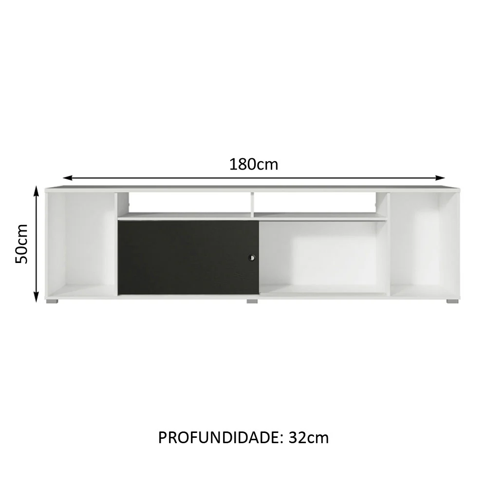 Rack para TV até 65 Polegadas Madesa Cancun Branco/Preto - Image 3