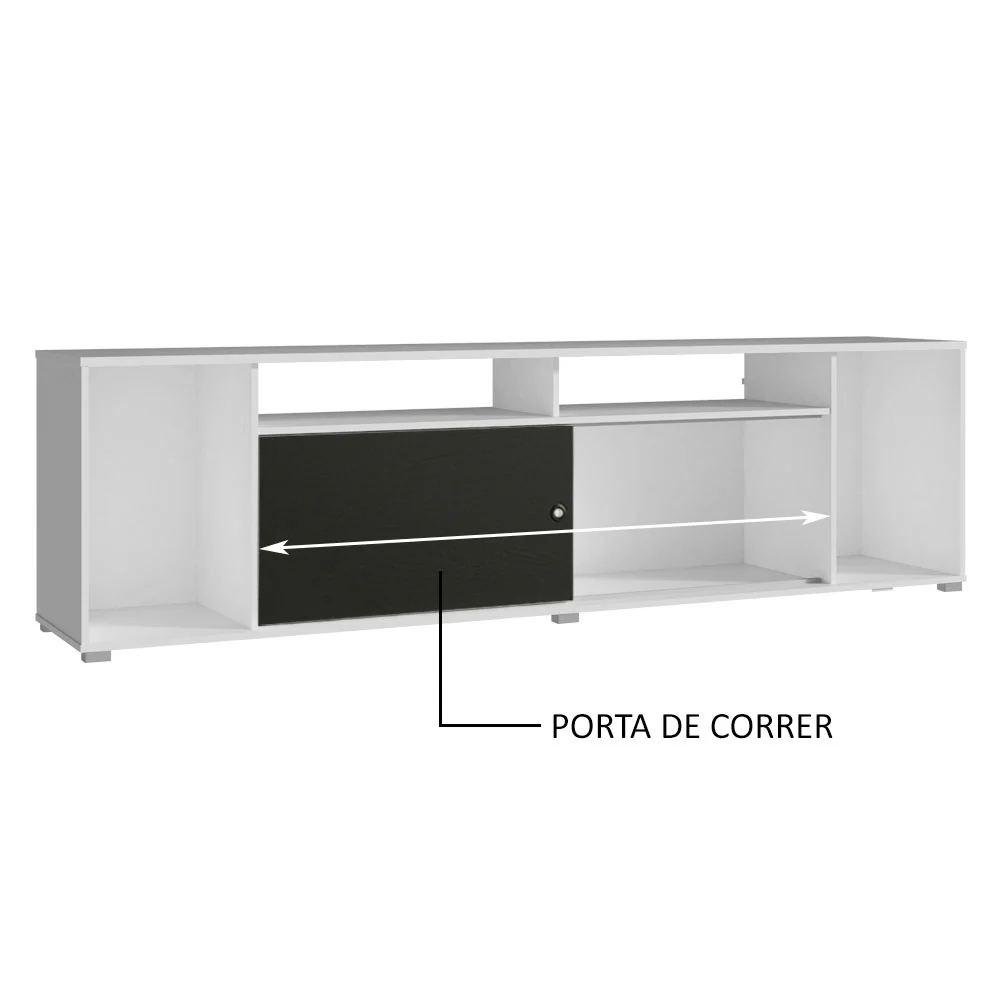 Rack para TV até 65 Polegadas Madesa Cancun Branco/Preto - Image 5