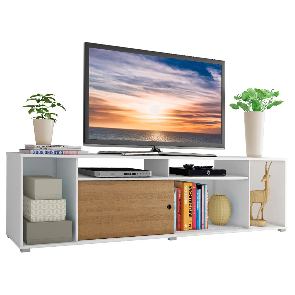 Rack para TV até 65 Polegadas Madesa Cancun Branco/Rustic - Image 2
