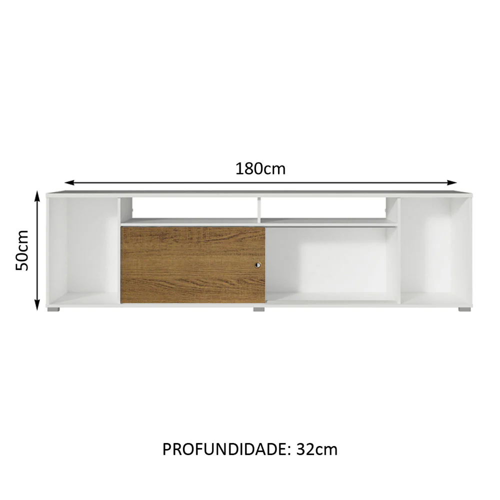 Rack para TV até 65 Polegadas Madesa Cancun Branco/Rustic - Image 3