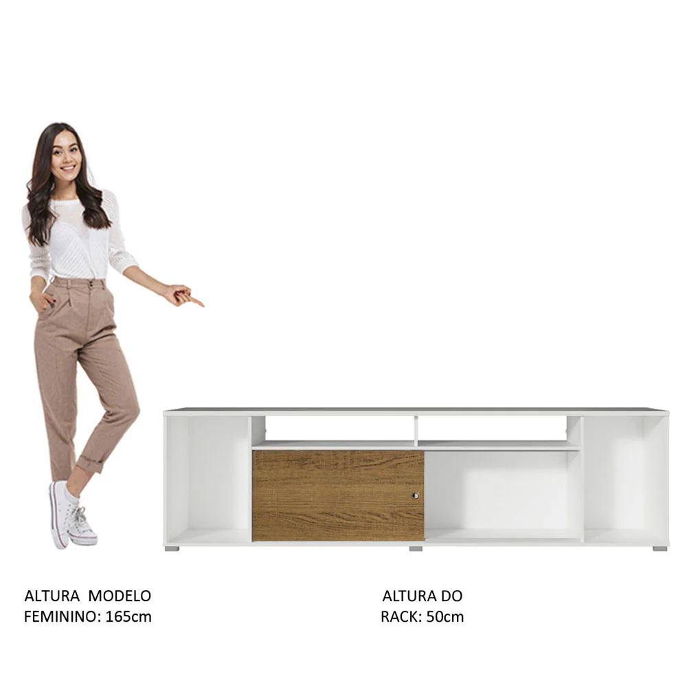Rack para TV até 65 Polegadas Madesa Cancun Branco/Rustic - Image 6