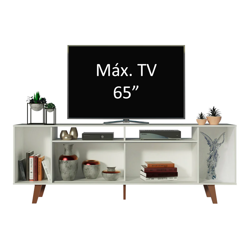 Rack para TV até 65 Polegadas Madesa Cancun com Pés Branco/Rustic 095Z - Image 4