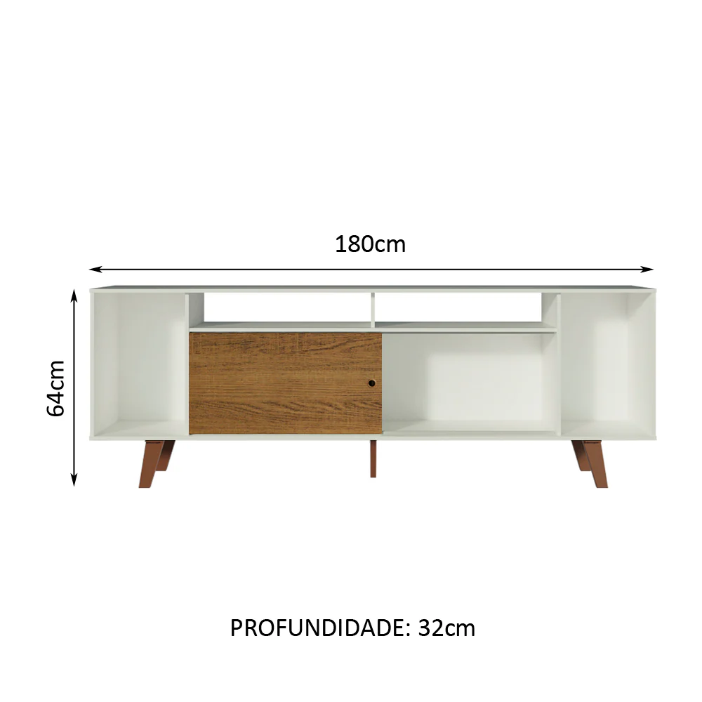 Rack para TV até 65 Polegadas Madesa Cancun com Pés Branco/Rustic 9B5Z - Image 3