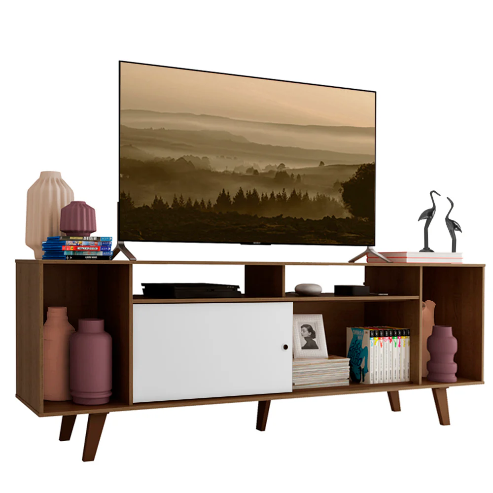 Rack para TV até 65 Polegadas Madesa Cancun com Pés Rustic/Branco 6E5Z - Image 2