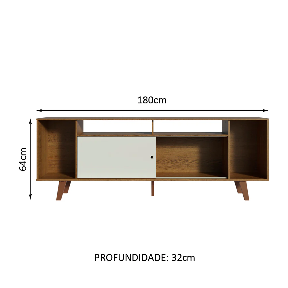 Rack para TV até 65 Polegadas Madesa Cancun com Pés Rustic/Branco 6E5Z - Image 3