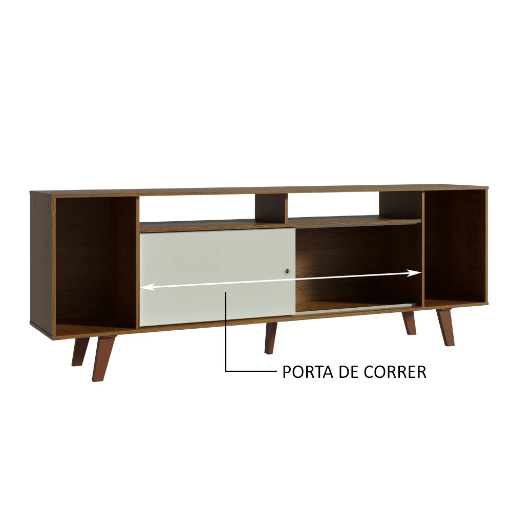 Rack para TV até 65 Polegadas Madesa Cancun com Pés Rustic/Branco 6E5Z - Image 5