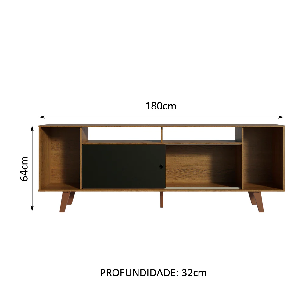 Rack para TV até 65 Polegadas Madesa Cancun com Pés Rustic/Preto 7K5Z - Image 3