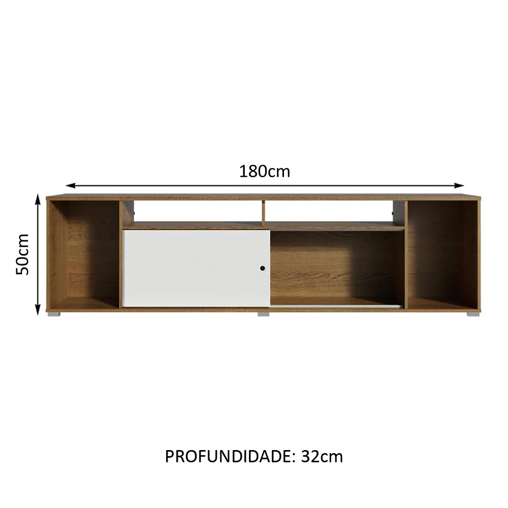 Rack para TV até 65 Polegadas Madesa Cancun Rustic/Branco - Image 3