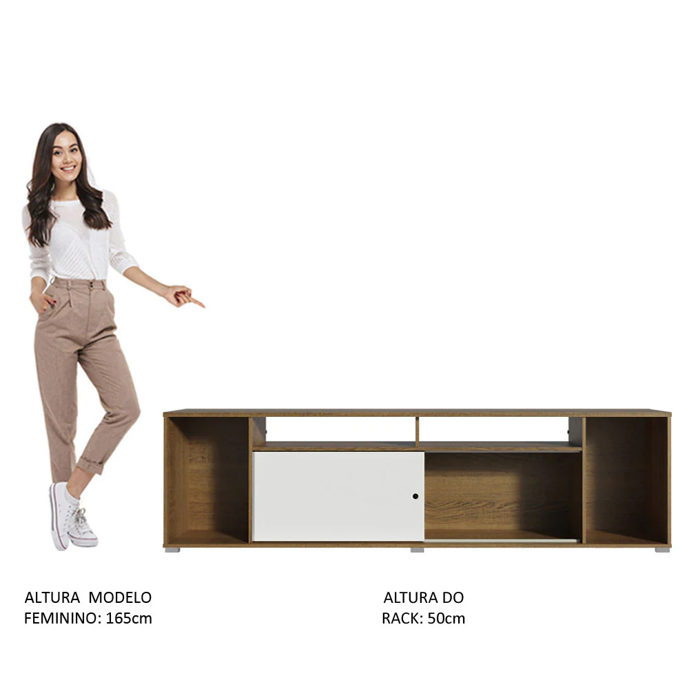 Rack para TV até 65 Polegadas Madesa Cancun Rustic/Branco - Image 6