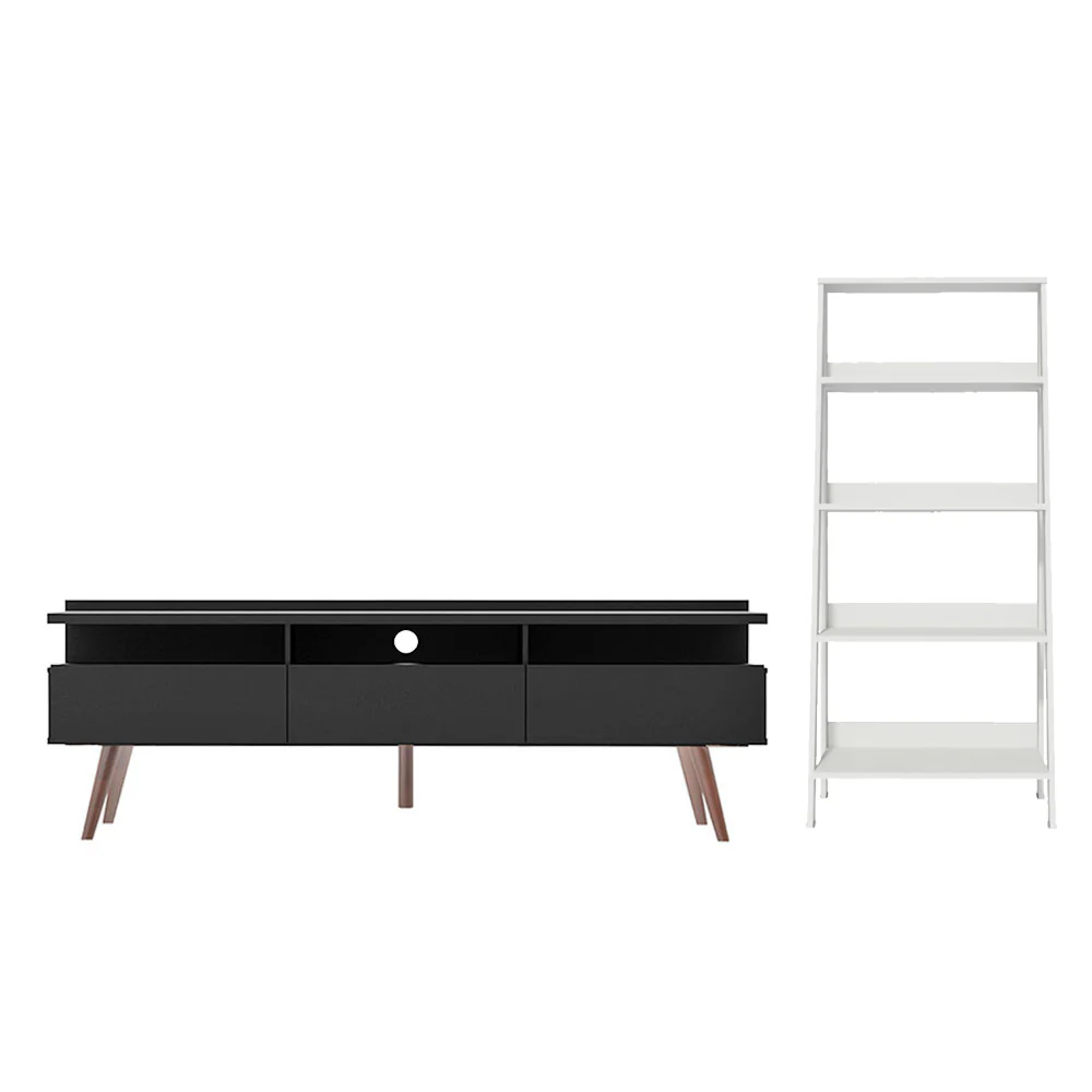 Rack para TV até 65 Polegadas Madesa Londres e Estante Escada Preto/Branco - Image 6