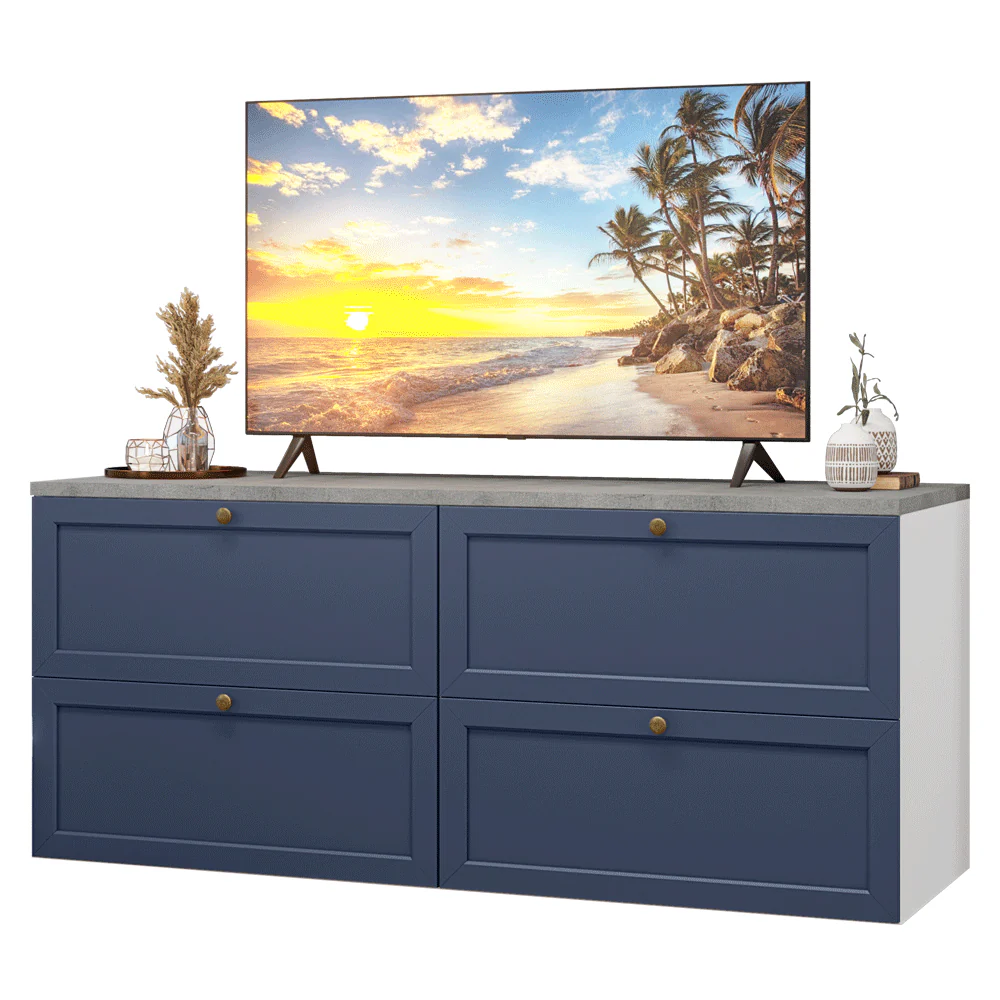 Rack para TV até 70 Polegadas 160cm 4 Gavetas Branco/Azul Vik Madesa 04 - Image 2