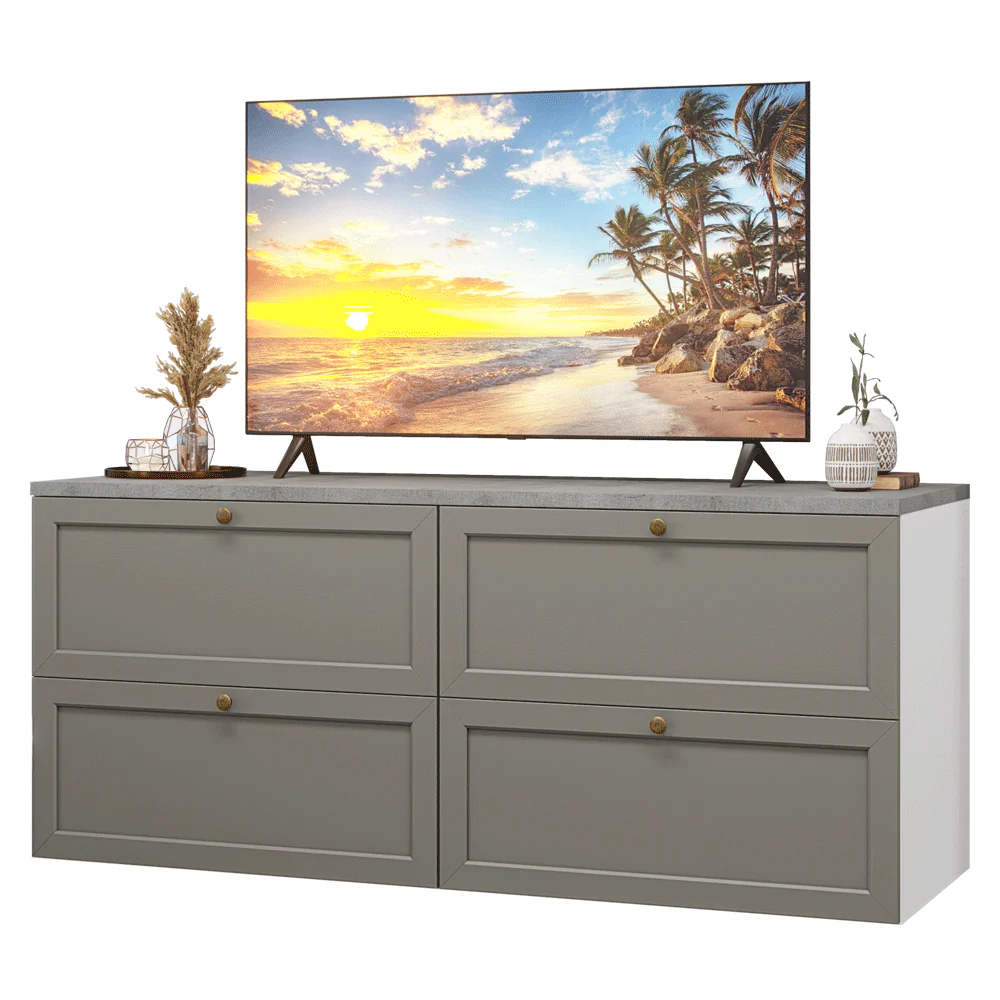 Rack para TV até 70 Polegadas 160cm 4 Gavetas Branco/Cinza Vik Madesa 04 - Image 2