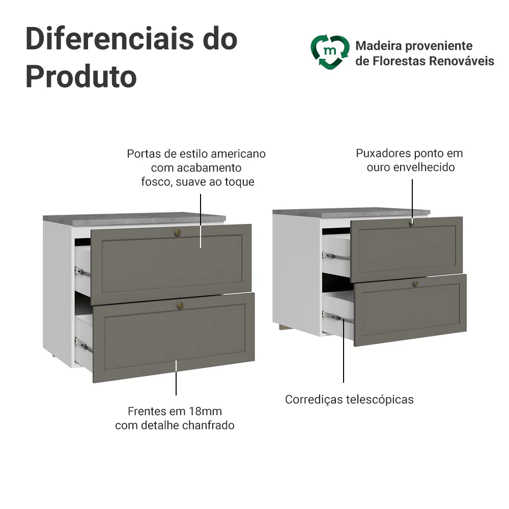 Rack para TV até 70 Polegadas 160cm 4 Gavetas Branco/Cinza Vik Madesa 04 - Image 4