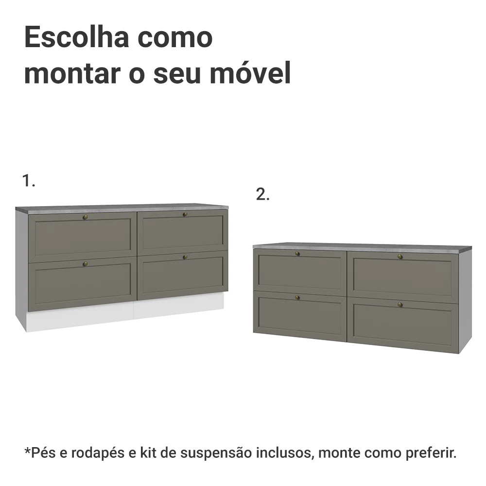 Rack para TV até 70 Polegadas 160cm 4 Gavetas Branco/Cinza Vik Madesa 04 - Image 5