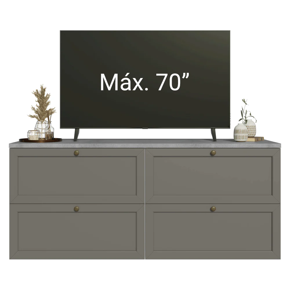 Rack para TV até 70 Polegadas 160cm 4 Gavetas Branco/Cinza Vik Madesa 04 - Image 6