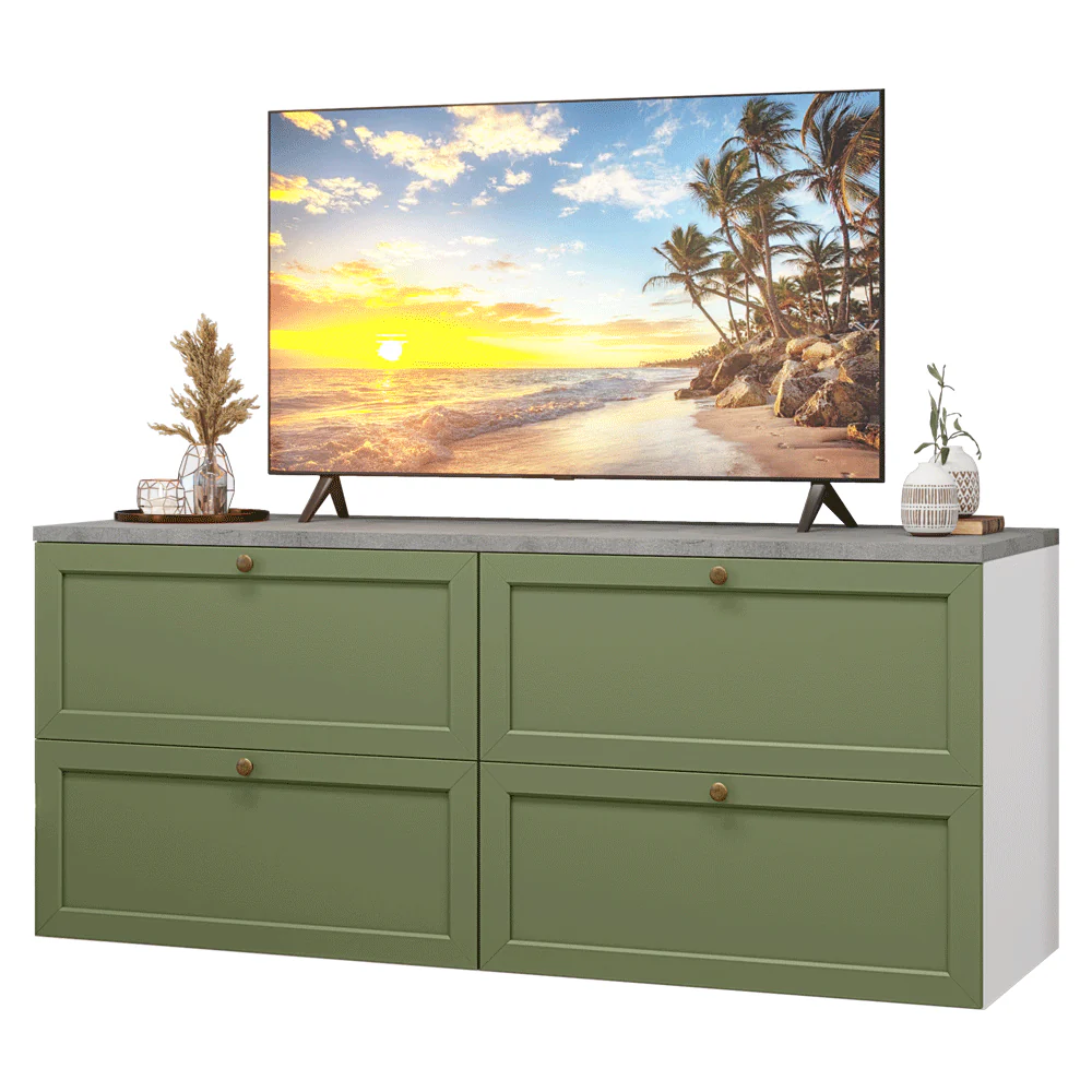 Rack para TV até 70 Polegadas 160cm 4 Gavetas Branco/Verde Vik Madesa 04 - Image 2