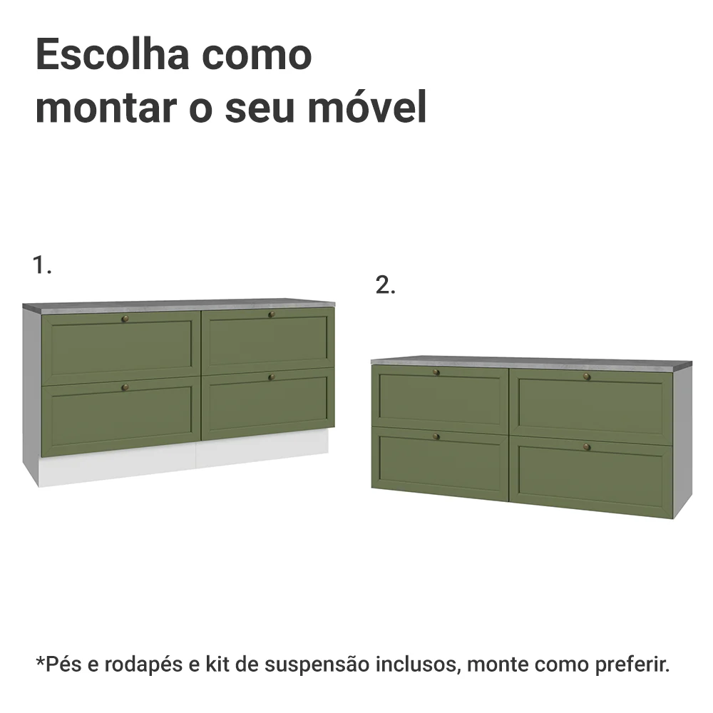 Rack para TV até 70 Polegadas 160cm 4 Gavetas Branco/Verde Vik Madesa 04 - Image 5