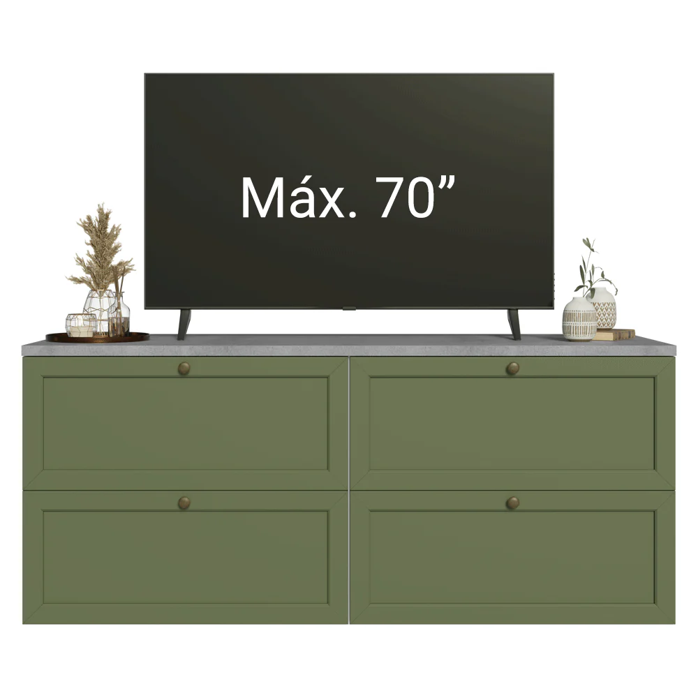 Rack para TV até 70 Polegadas 160cm 4 Gavetas Branco/Verde Vik Madesa 04 - Image 6