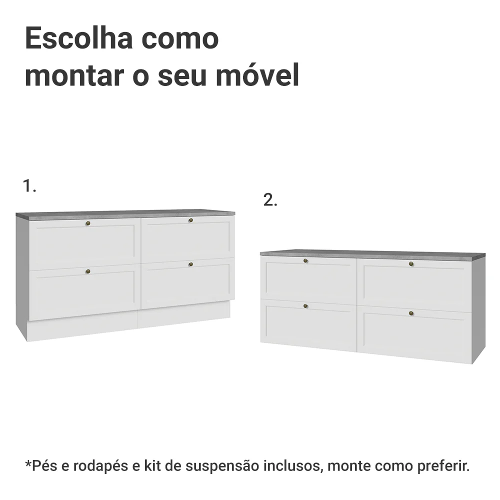 Rack para TV até 70 Polegadas 160cm 4 Gavetas Branco Vik Madesa 04 - Image 5