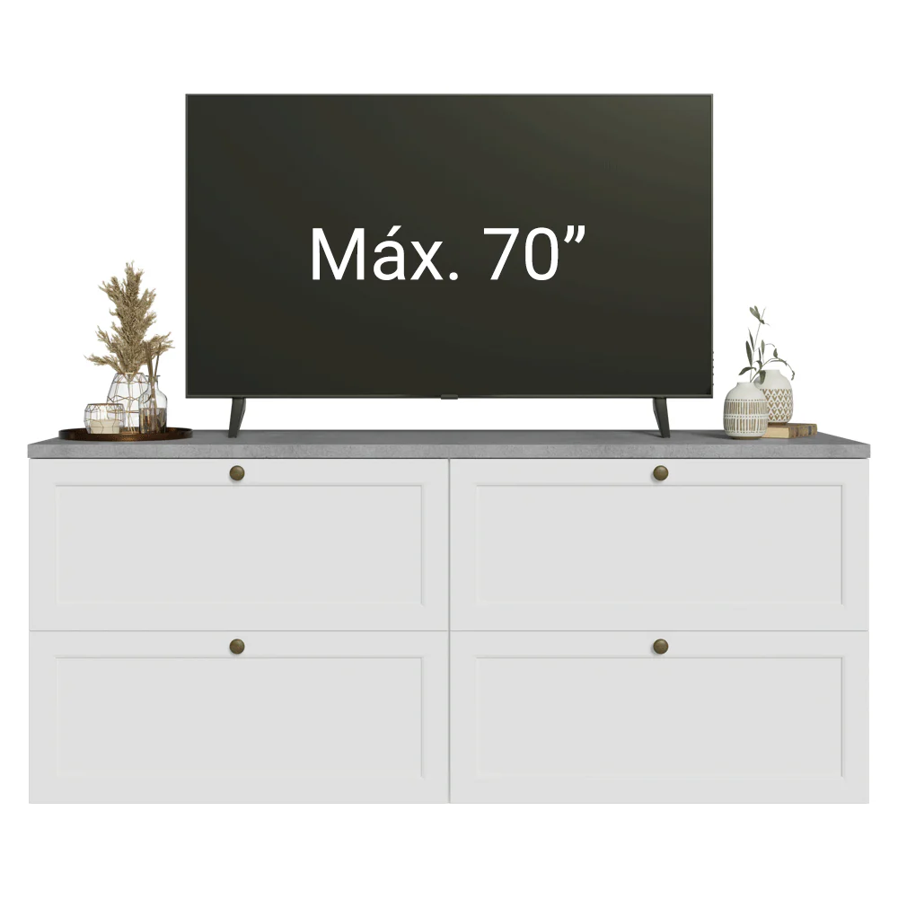 Rack para TV até 70 Polegadas 160cm 4 Gavetas Branco Vik Madesa 04 - Image 6