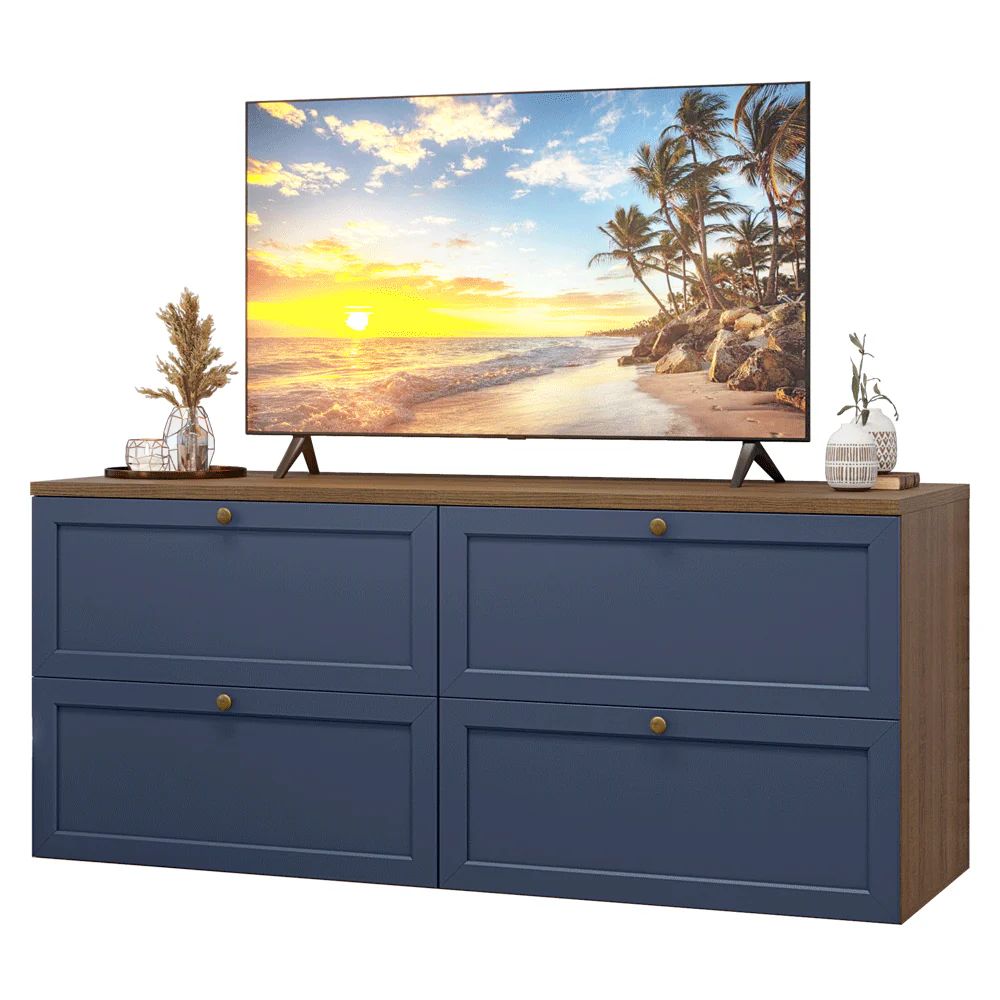 Rack para TV até 70 Polegadas 160cm 4 Gavetas Rustic/Azul Vik Madesa 04 - Image 2
