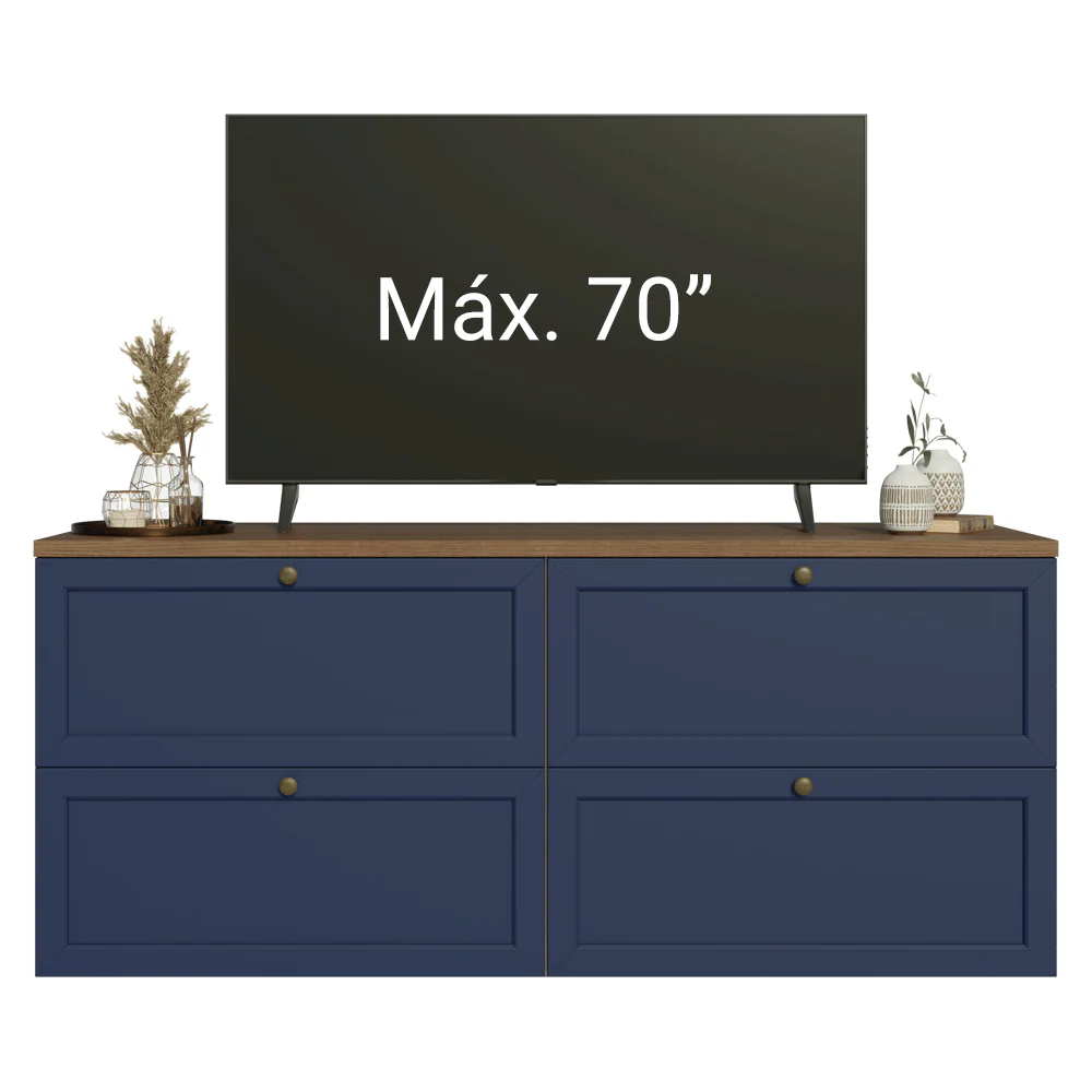 Rack para TV até 70 Polegadas 160cm 4 Gavetas Rustic/Azul Vik Madesa 04 - Image 6