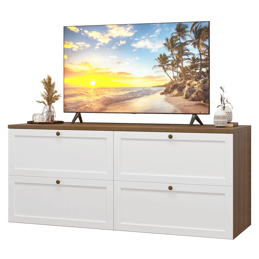 Rack para TV até 70 Polegadas 160cm 4 Gavetas Rustic/Branco Vik Madesa 04 - Image 2